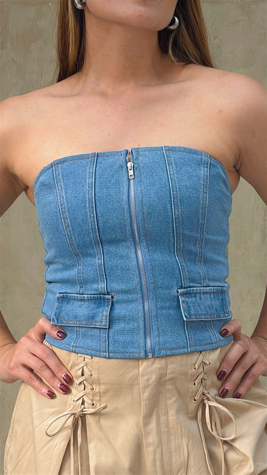 Strapless Denim Edit By Nine