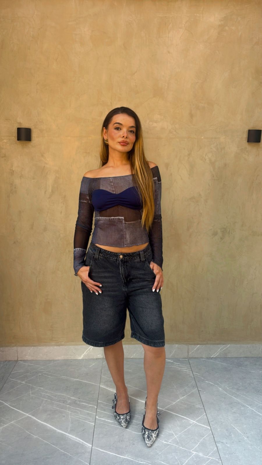 Bermuda en Denim Negra