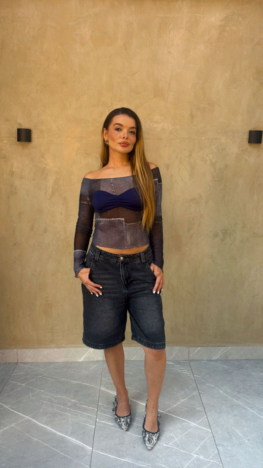 Bermuda en Denim Negra